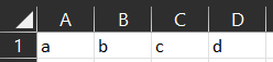 The output of the formula: =TEXTSPLIT("a|b|c|d","|"). 4 cells are populated on the same row, with values a,b,c & d respectively.