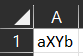 The output of the formula: =TEXTSPLIT("aXYb",,"xy",,0). 1 cell is populated with the value “aXYb".